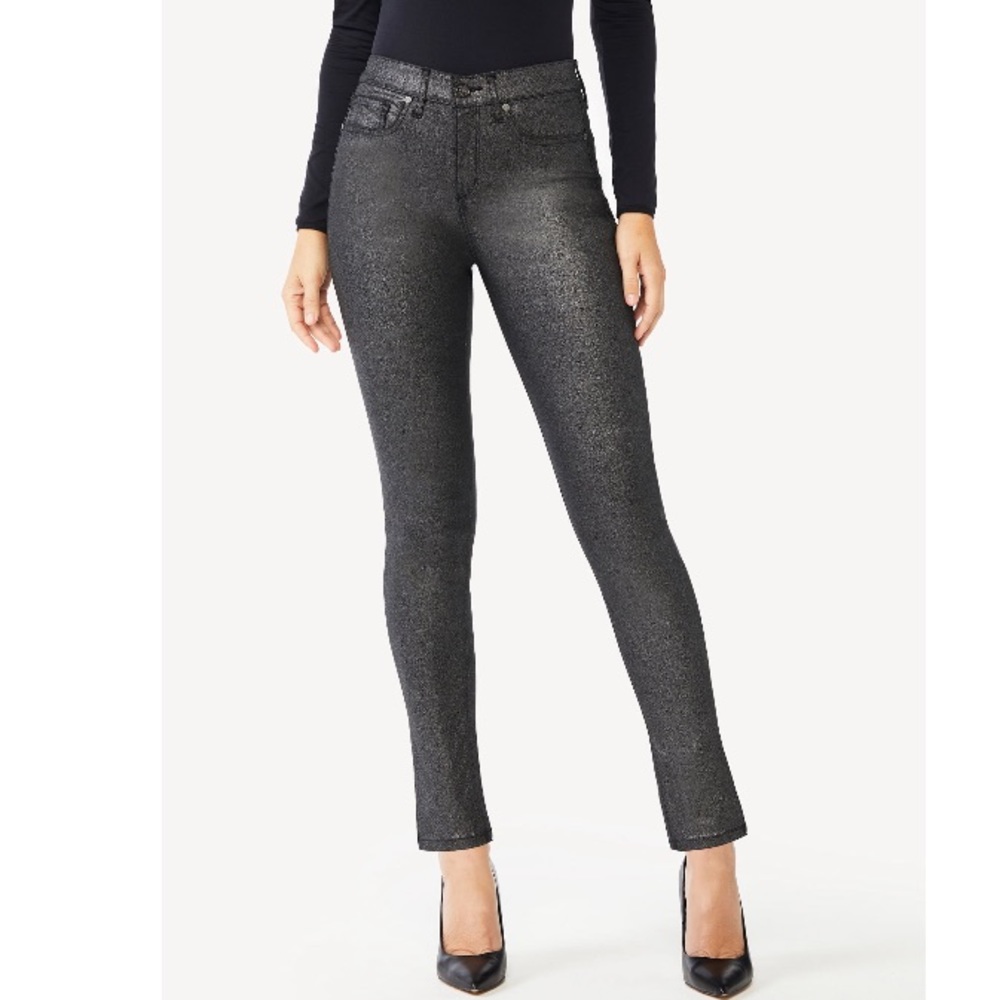 Sofia Vergara Women's Sofia Skinny Mid Rise Shimmer Jeans Size 18